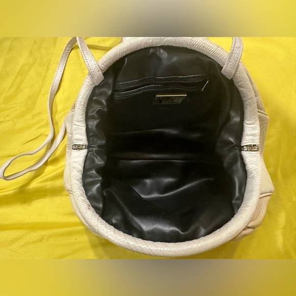 Vintage Sharif Patchwork Leather Shoulder Bag Cream Black Gold Made in USA - Picture 9 of 12